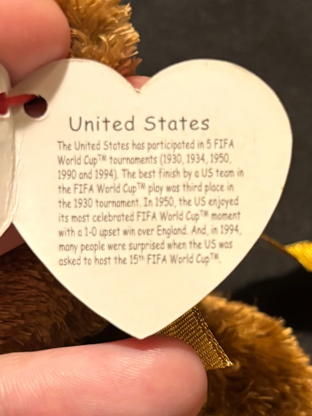 TY Beanie Baby Fifa World Cup Bear- Champion (2002)